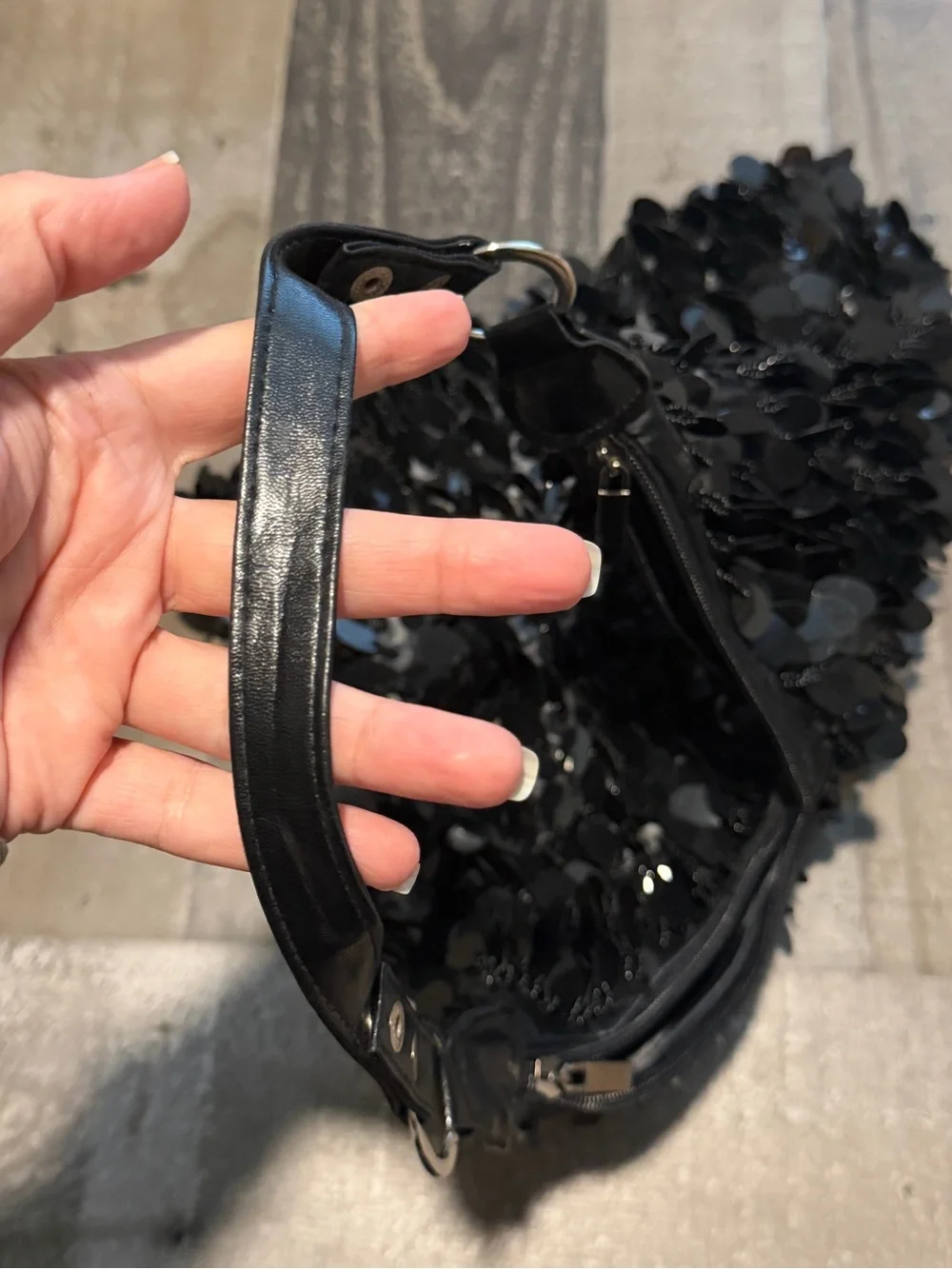 Black Sequin Hobo Bag - Women
